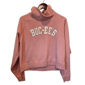 Buc-ees Pink Cropped‎ Turtleneck Sweatshirt Women's Size L